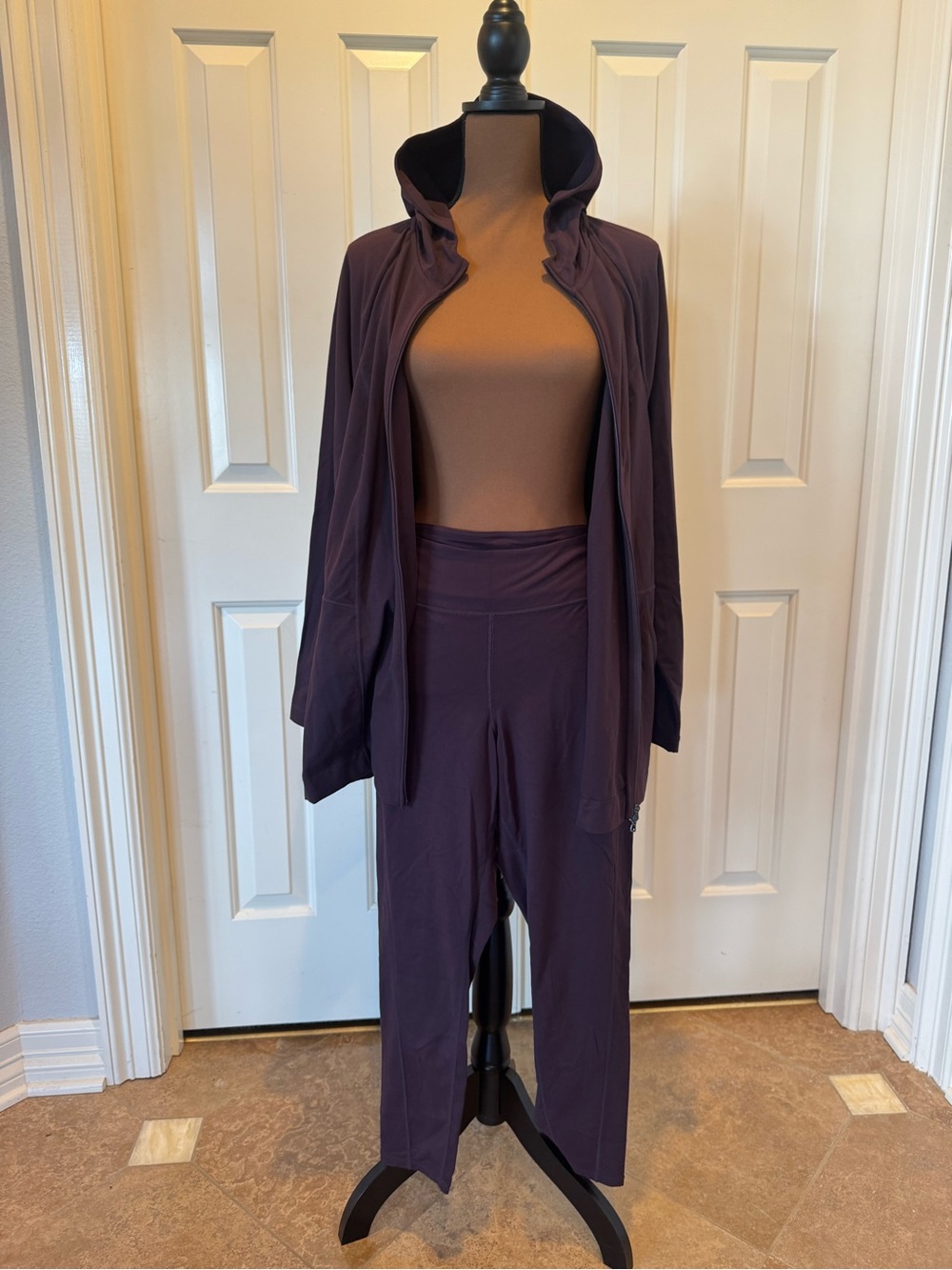 J. Jill Deep Plum Zip Jacket & High-Waist Leggings Set